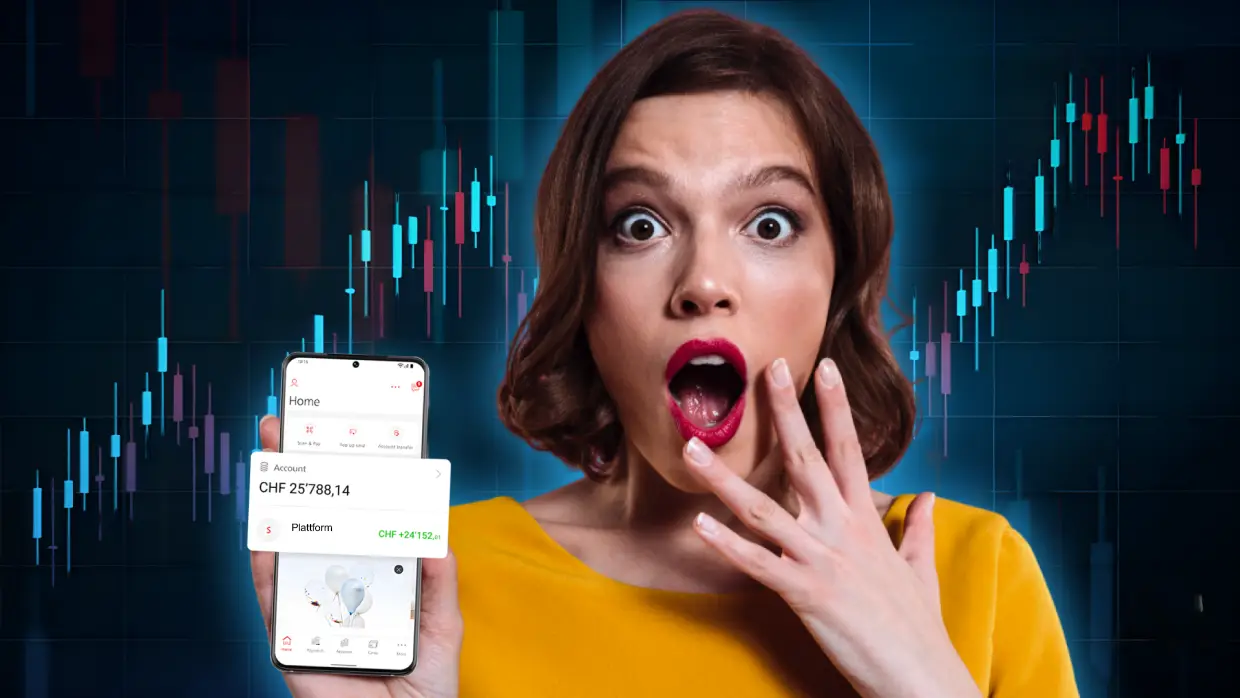 Frau mit Handy überrascht